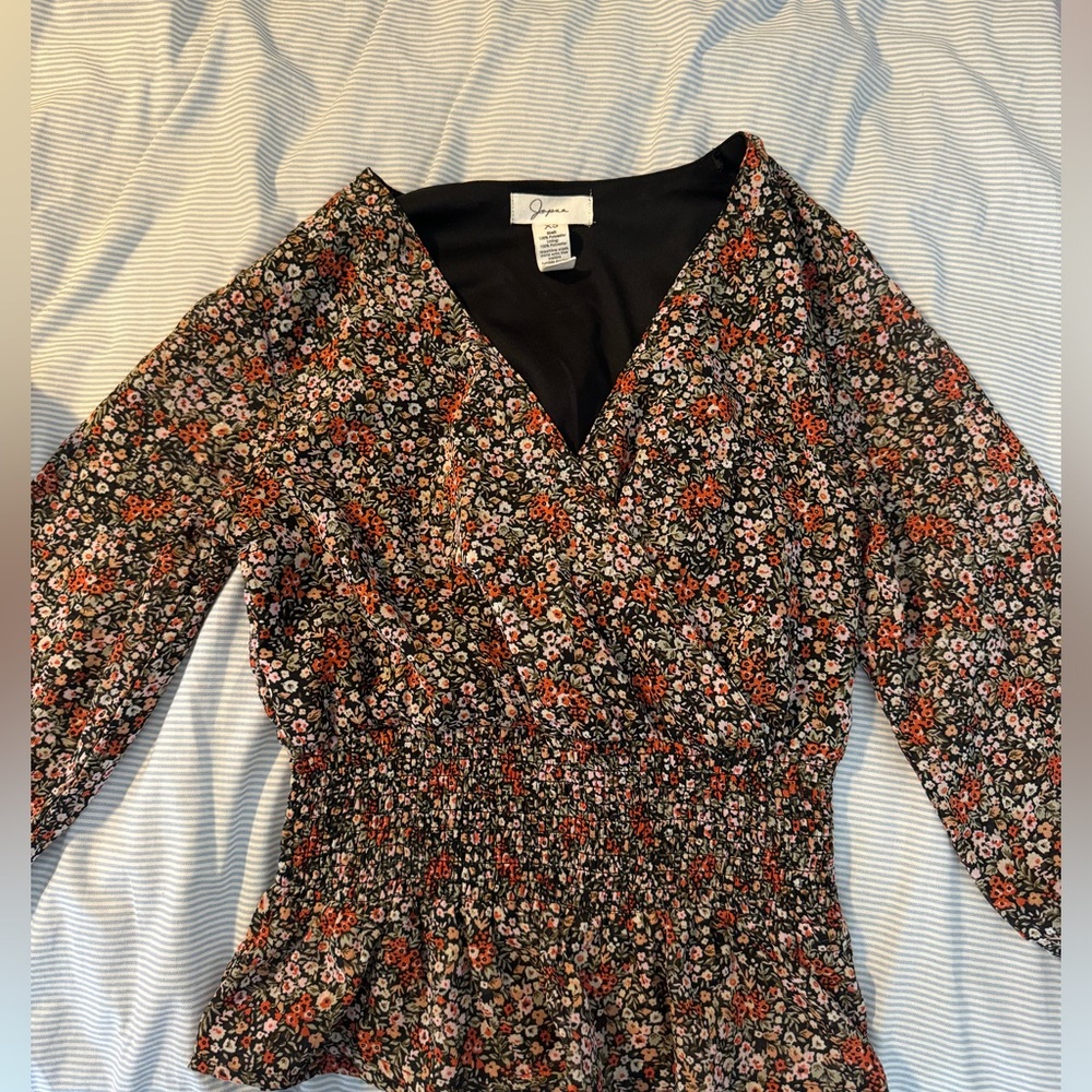 Floral peplum long sleeve